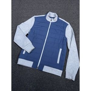 Johnnie O Jacket Mens Medium Blue Gray Barley Wake Full Zip Quilted Hybrid Golf